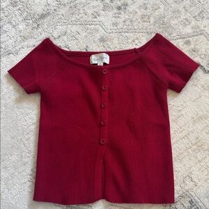 PacSun Red Button-Up Ribbed Top